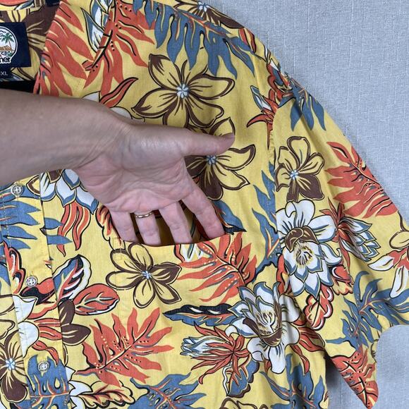 VTG Reyn Spooner Floral Aloha Shirt Tailored Fit 3XL Yellow Tropical Hawaiian - Picture 5 of 7